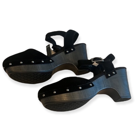 NWT House of Harlow Black Suede Clogs Cherub studded detail - Picture 2 of 11